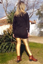 Μαύρο Μπλουζοφόρεμα Denise Με Τσέπη Από Χρυσές Παγιέτες