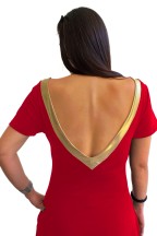 Κόκκινο Φόρεμα Denise Με Χρυσό V